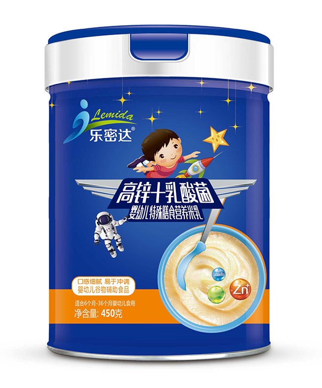 樂(yuè)密達  高(gāo)鋅+乳酸菌嬰幼兒(ér)特膳米乳  450g