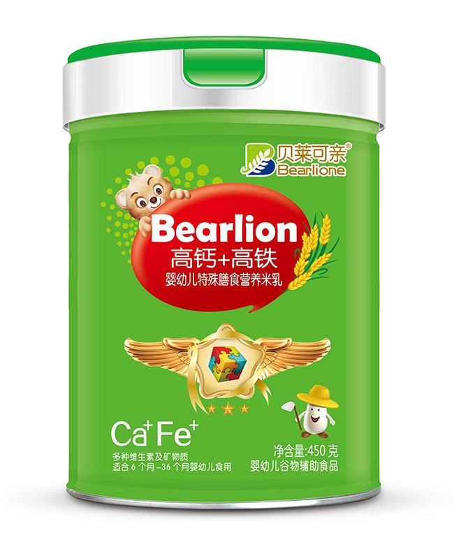 貝萊可(kě)親  高(gāo)鈣+高(gāo)鐵(tiě)嬰幼兒(ér)特膳米乳  450g