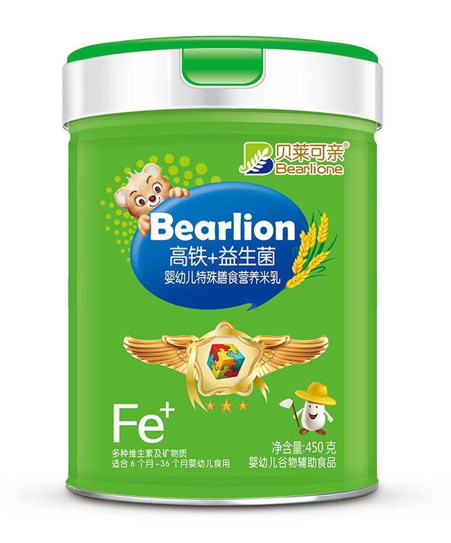 貝萊可(kě)親  高(gāo)鐵(tiě)+益生(shēng)菌嬰幼兒(ér)特膳米乳  450g
