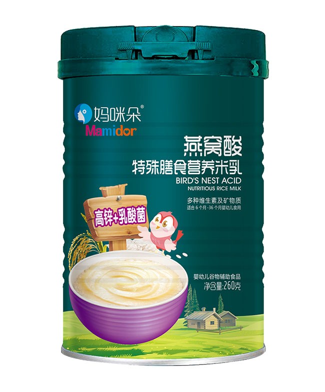 媽(mā)咪朵  高(gāo)鋅+乳酸菌燕窩酸特膳米乳  260g