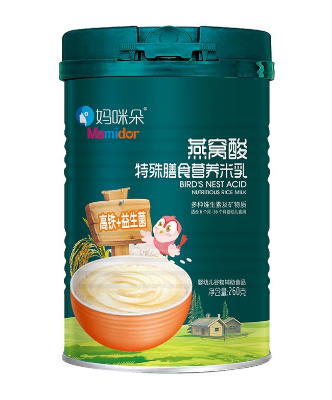 媽(mā)咪朵  高(gāo)鐵(tiě)+益生(shēng)菌燕窩酸特膳米乳  260g