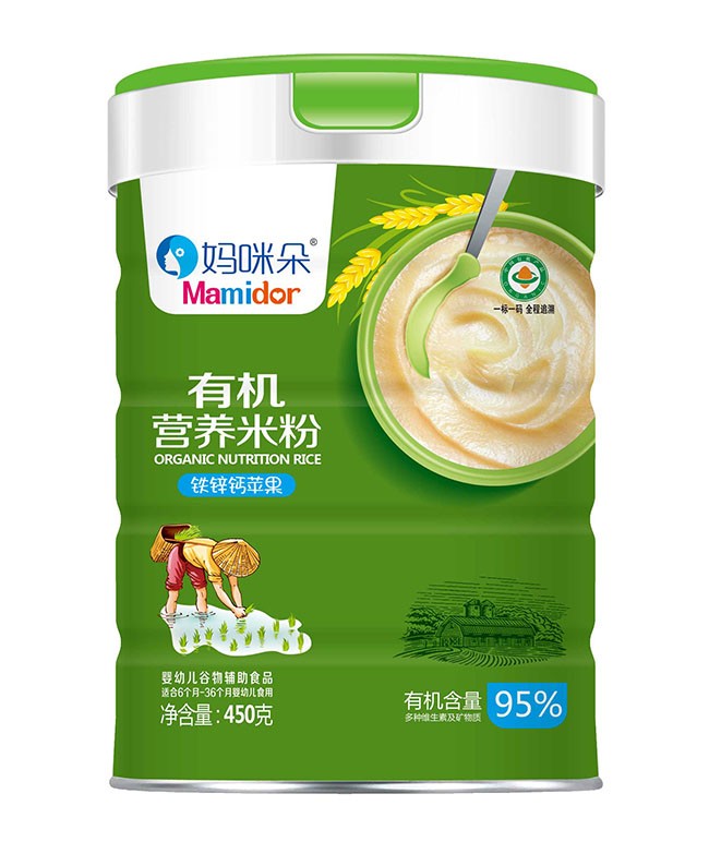 媽(mā)咪朵  鐵(tiě)鋅鈣蘋果有(yǒu)機(jī)米粉  450g
